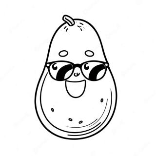 Happy Avocado With Sunglasses Coloring Page 5572-4619