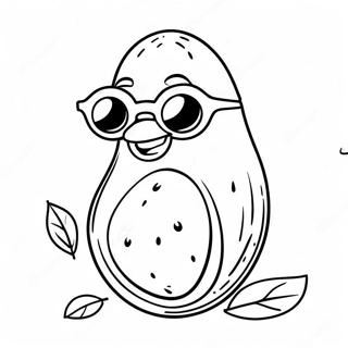 Happy Avocado With Sunglasses Coloring Page 5572-4620