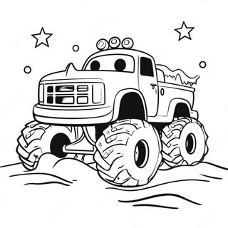 Festive Christmas Monster Truck Driving Through Snow Coloring Page 55733-44917