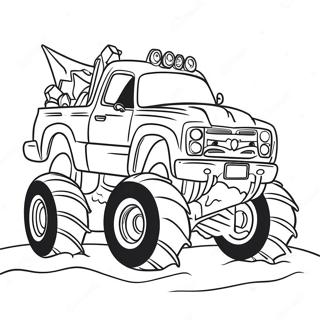 Festive Christmas Monster Truck Driving Through Snow Coloring Page 55733-44918