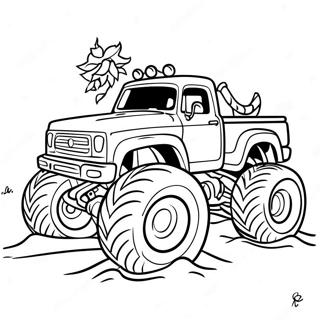 Festive Christmas Monster Truck Driving Through Snow Coloring Page 55733-44919