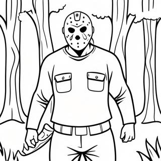 Scary Jason Voorhees In The Woods Coloring Page 55753-44910