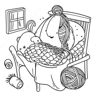 Cozy Knitting Scene Coloring Page 55793-44943