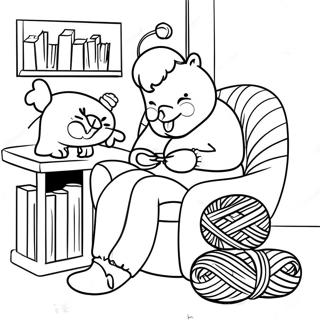 Cozy Knitting Scene Coloring Page 55793-44944