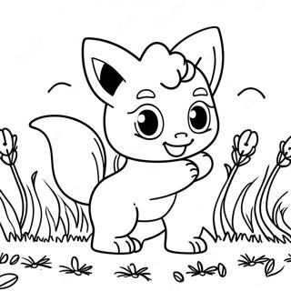 Cute Vulpix Playing In The Grass Coloring Page 55813-44957