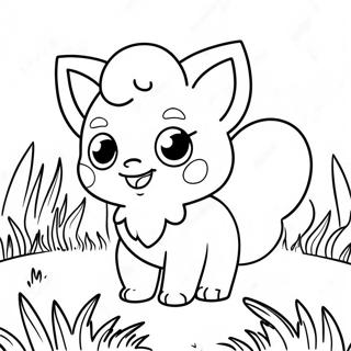 Cute Vulpix Playing In The Grass Coloring Page 55813-44958