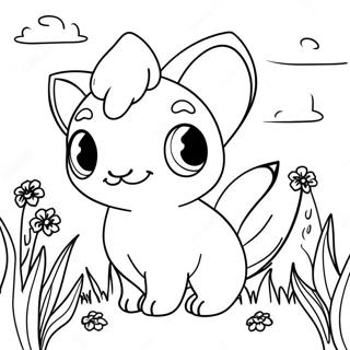 Cute Vulpix Playing In The Grass Coloring Page 55813-44959