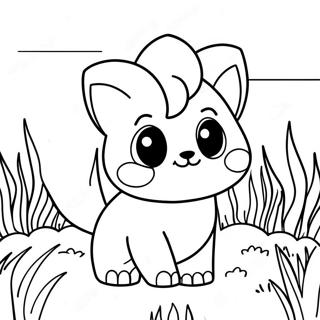 Cute Vulpix Playing In The Grass Coloring Page 55813-44960