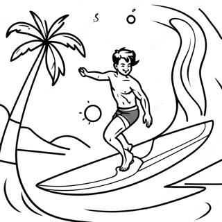 Hawaiian Surfing Coloring Pages