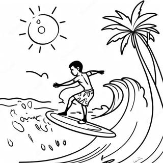 Hawaiian Surfing Coloring Page 55842-44982