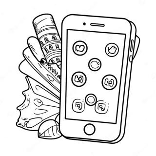 Smartphone With Colorful Apps Coloring Page 55873-45009