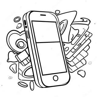 Smartphone With Colorful Apps Coloring Page 55873-45011