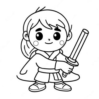 Cute Young Jedi With Lightsaber Coloring Page 55913-45039