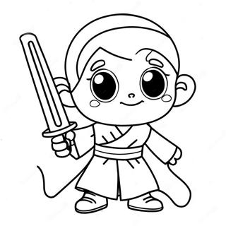 Cute Young Jedi With Lightsaber Coloring Page 55913-45040