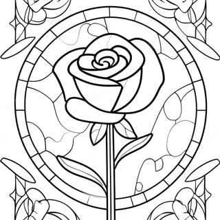 Beauty And The Beast Stained Glass Rose Coloring Pages