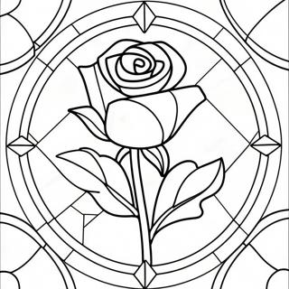 Beauty And The Beast Stained Glass Rose Coloring Page 55972-45094