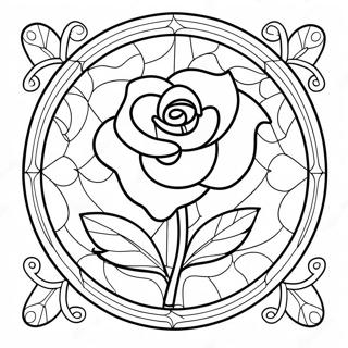 Beauty And The Beast Stained Glass Rose Coloring Page 55972-45095