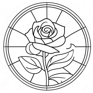 Beauty And The Beast Stained Glass Rose Coloring Page 55972-45096