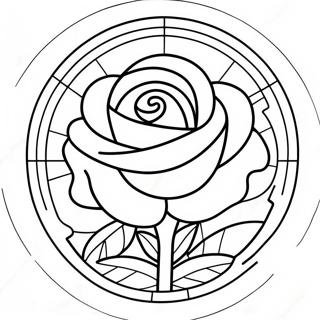 Beauty And The Beast Stained Glass Rose Coloring Pages