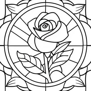 Elegant Stained Glass Rose Coloring Page 55973-45087