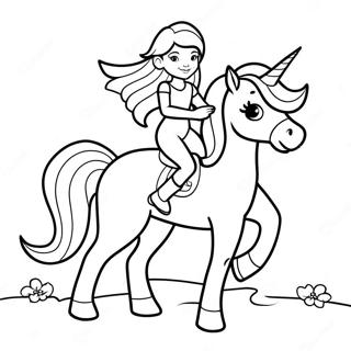 Brave Nella Riding A Unicorn Coloring Page 55993-45106