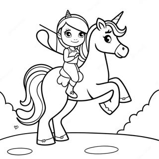 Brave Nella Riding A Unicorn Coloring Page 55993-45108