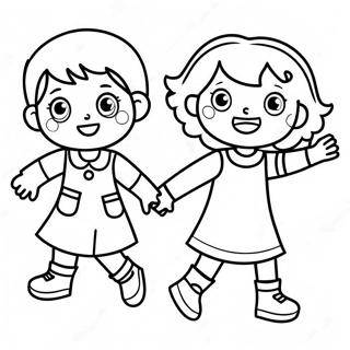 Excited Kids On First Day Of Preschool Coloring Page 5602-4635