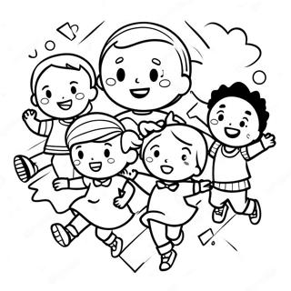 Excited Kids On First Day Of Preschool Coloring Page 5602-4636