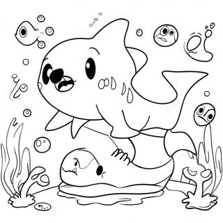 Funny Sharkdog Playing With Friends Coloring Page 56043-45147