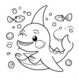 Funny Sharkdog Playing With Friends Coloring Page 56043-45148