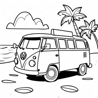 Colorful Volkswagen Van On The Beach Coloring Page 56303-45354