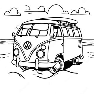 Colorful Volkswagen Van On The Beach Coloring Page 56303-45356