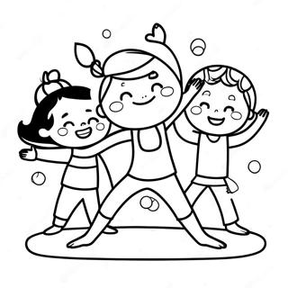 Energetic Kids Doing Yoga Coloring Page 56313-45359