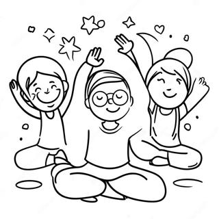 Energetic Kids Doing Yoga Coloring Page 56313-45360