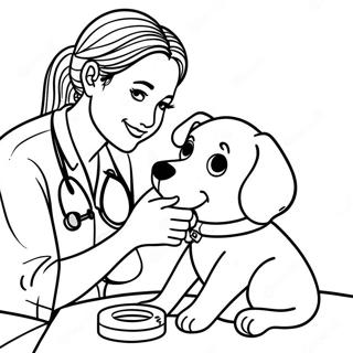 Vet Tech Caring For A Puppy Coloring Page 56352-45390