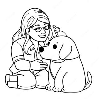 Vet Tech Caring For A Puppy Coloring Page 56352-45391