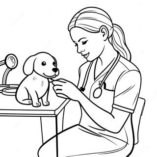 Vet Tech Caring For A Puppy Coloring Page 56352-45392