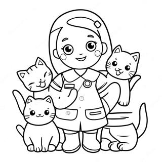 Vet Tech With Cute Kittens Coloring Page 56353-45394