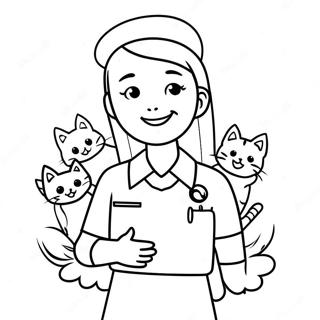 Vet Tech With Cute Kittens Coloring Page 56353-45395