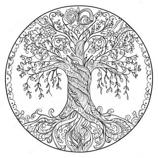 Elegant Tree Of Life Mandala Coloring Page 56433-45454