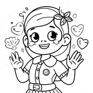 Happy Brownie Girl Scout With Badges Coloring Page 56483-45497