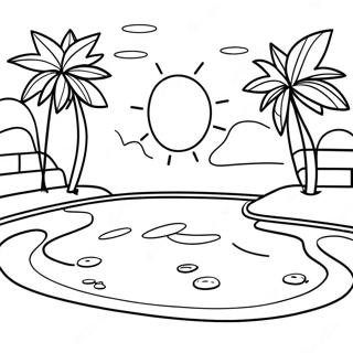 Sunny Day At The Pool Coloring Page 5652-4674