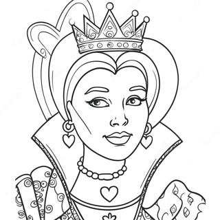 Elegant Queen Of Hearts Coloring Page 56543-45542