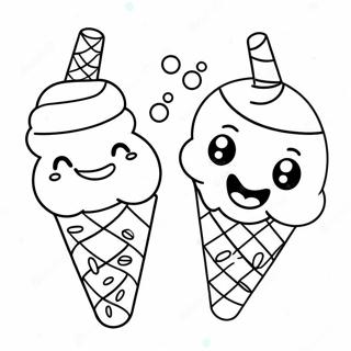 Cute Ice Cream Cone With Smiling Eyes Coloring Page 56573-45569