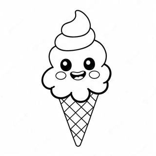 Cute Ice Cream Cone With Smiling Eyes Coloring Page 56573-45571