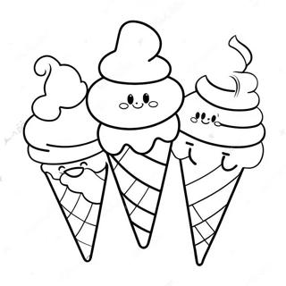 Cute Ice Cream Cone With Smiling Eyes Coloring Page 56573-45572