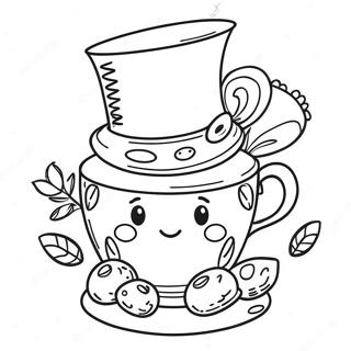 Whimsical Mad Hatter Tea Party Coloring Page 56613-45603