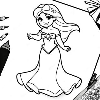 Ariel In A Sparkling Dress Coloring Page 56693-45662