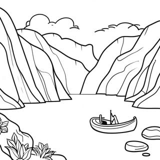 Norway Fjord With Mountains Coloring Page 56703-45674