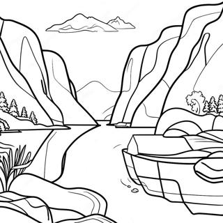 Norway Fjord With Mountains Coloring Page 56703-45675